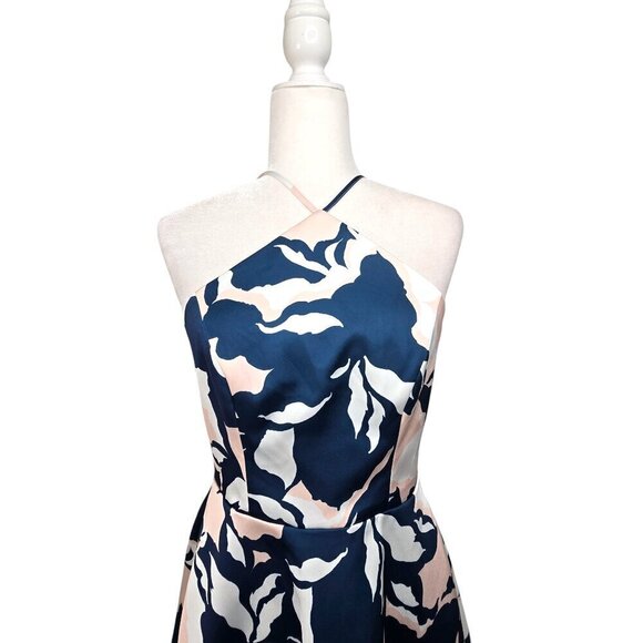 KEEPSAKE the Label Navy Blush Pink Floral Halter Neck Fit & Flare Mini Dress - Picture 4 of 11